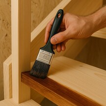 Application teinte escalier bois
